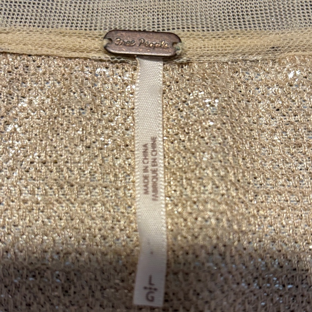 Free People Shimmering Gold Sequin Knit Top - Picture 7 of 9